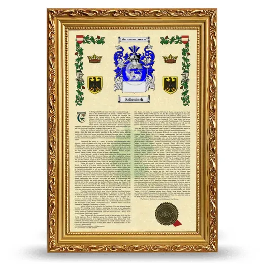 Kellenbach Armorial History Framed - Gold