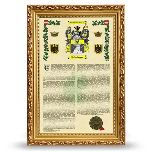 Kellenberger Armorial History Framed - Gold