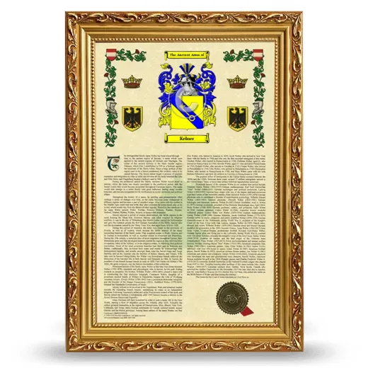 Kelner Armorial History Framed - Gold