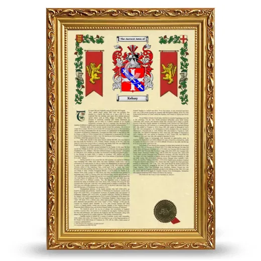 Kelsay Armorial History Framed - Gold