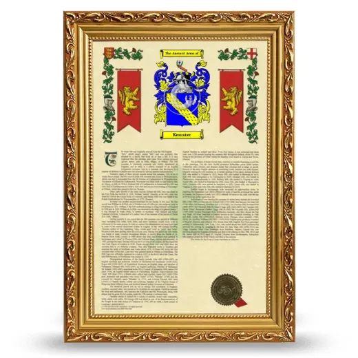 Kemster Armorial History Framed - Gold