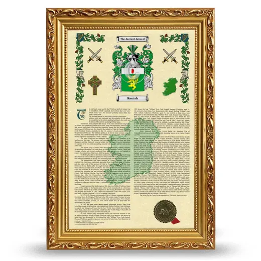 Kenish Armorial History Framed - Gold