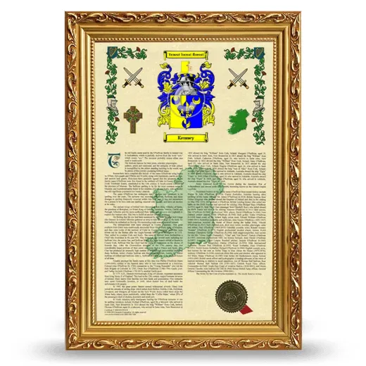 Kenney Armorial History Framed - Gold