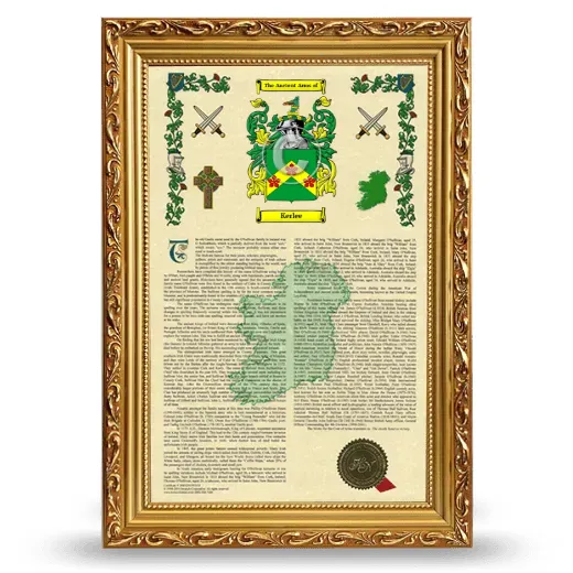 Kerlee Armorial History Framed - Gold