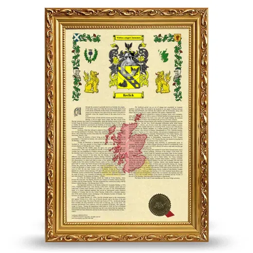 Kerlick Armorial History Framed - Gold