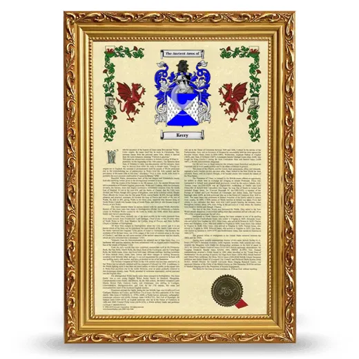 Kerry Armorial History Framed - Gold