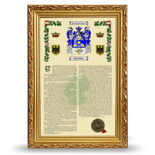 Kerstetter Armorial History Framed - Gold