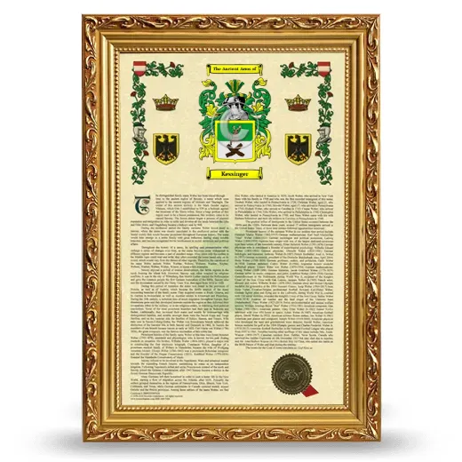 Kessinger Armorial History Framed - Gold