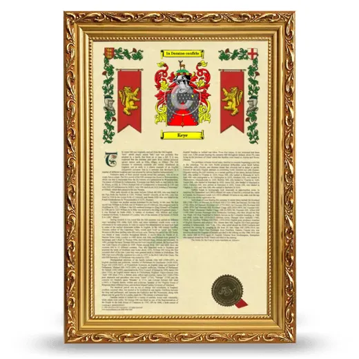 Keye Armorial History Framed - Gold