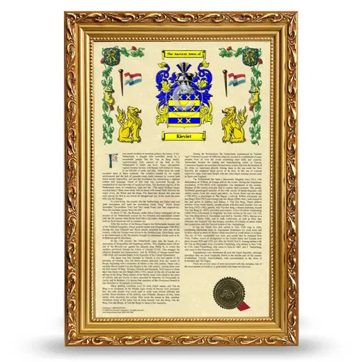 Kieviet Armorial History Framed - Gold
