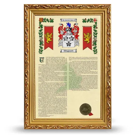 Kilingworth Armorial History Framed - Gold