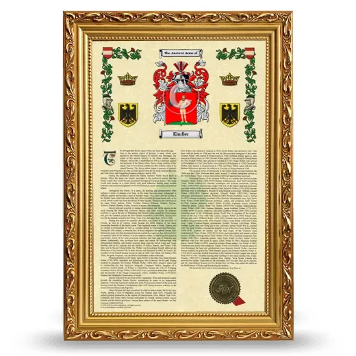 Kindler Armorial History Framed - Gold
