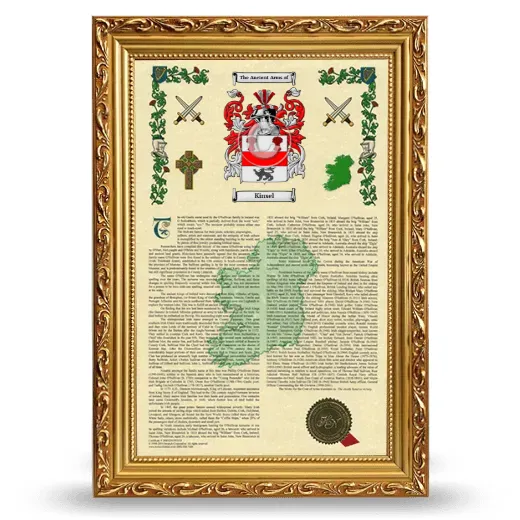 Kinsel Armorial History Framed - Gold