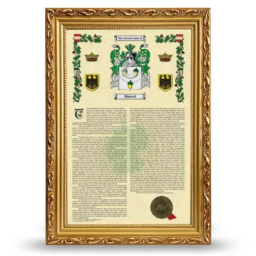 Kintzel Armorial History Framed - Gold
