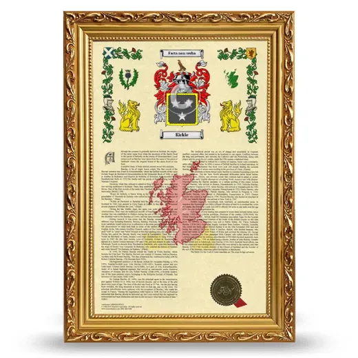 Kirkle Armorial History Framed - Gold
