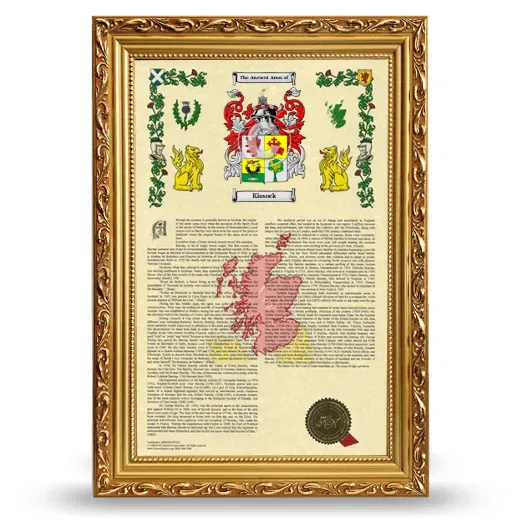 Kissock Armorial History Framed - Gold