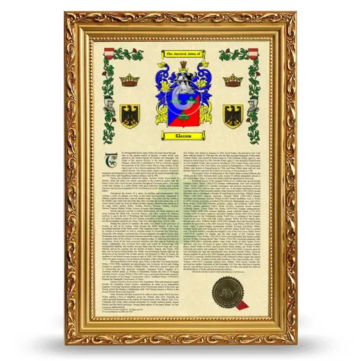 Klamm Armorial History Framed - Gold