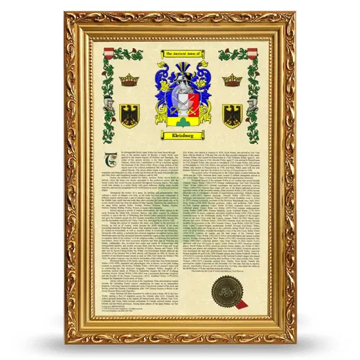 Kleinburg Armorial History Framed - Gold