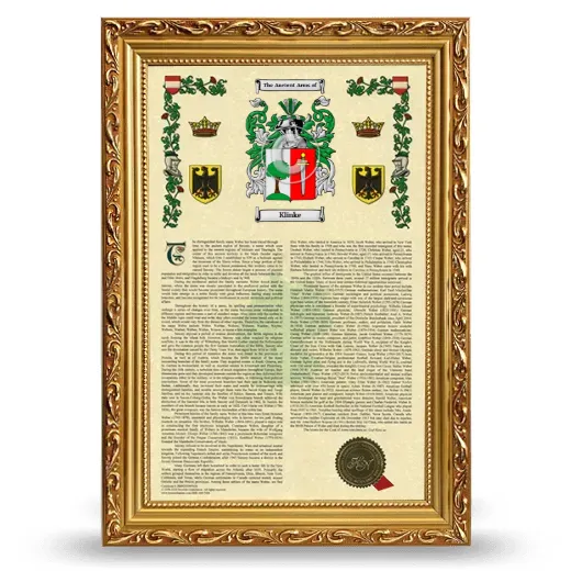 Klinke Armorial History Framed - Gold