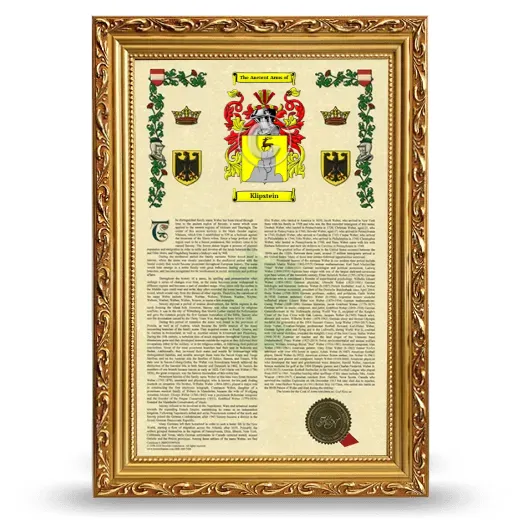 Klipstein Armorial History Framed - Gold