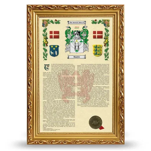 Knotte Armorial History Framed - Gold