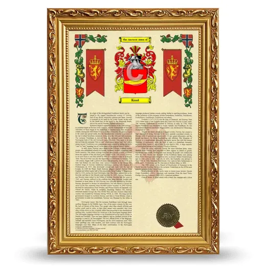 Knut Armorial History Framed - Gold