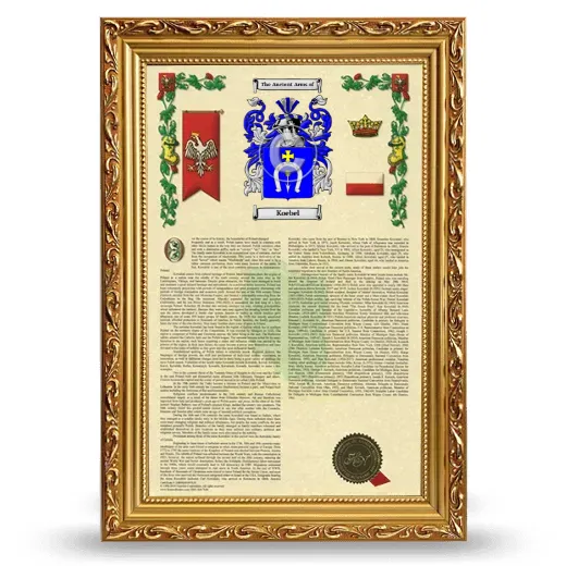 Koebel Armorial History Framed - Gold