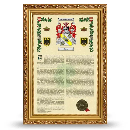 Koehl Armorial History Framed - Gold