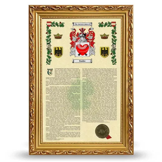 Koeler Armorial History Framed - Gold