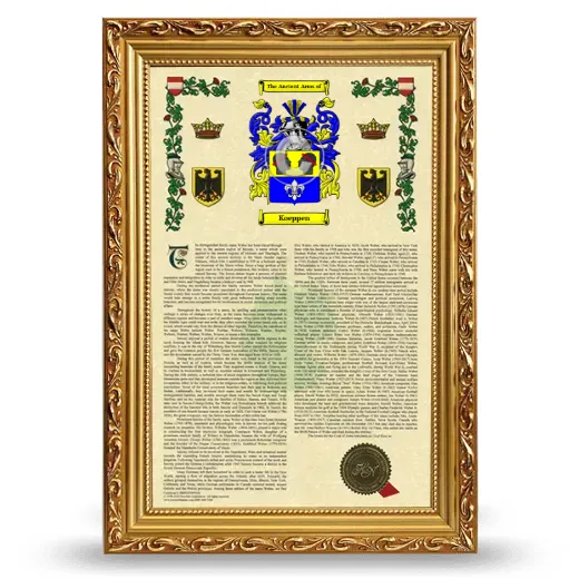 Koeppen Armorial History Framed - Gold