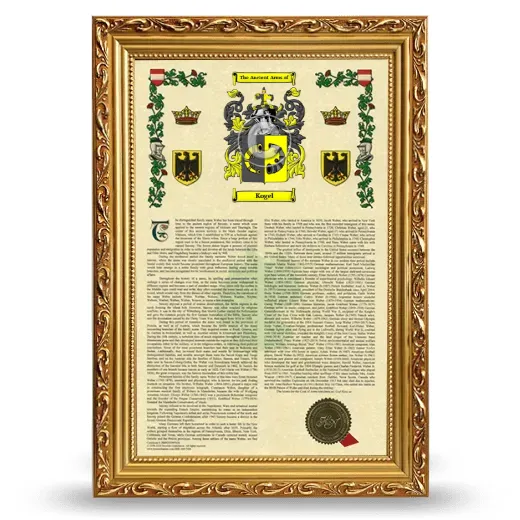 Kogel Armorial History Framed - Gold