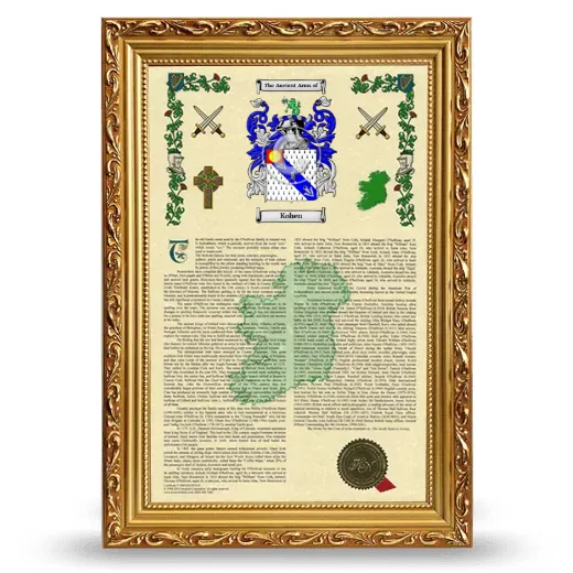 Kohen Armorial History Framed - Gold