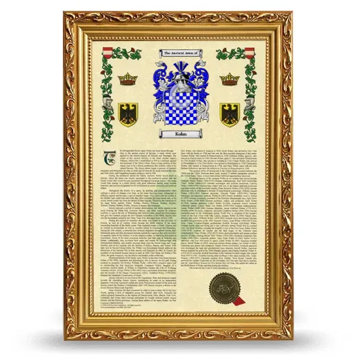 Kohn Armorial History Framed - Gold