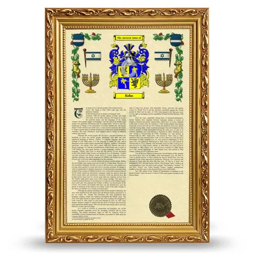 Kohn Armorial History Framed - Gold