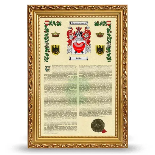 Koller Armorial History Framed - Gold