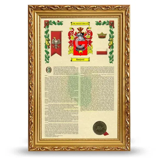 Konjević Armorial History Framed - Gold