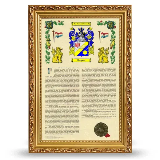 Koopers Armorial History Framed - Gold