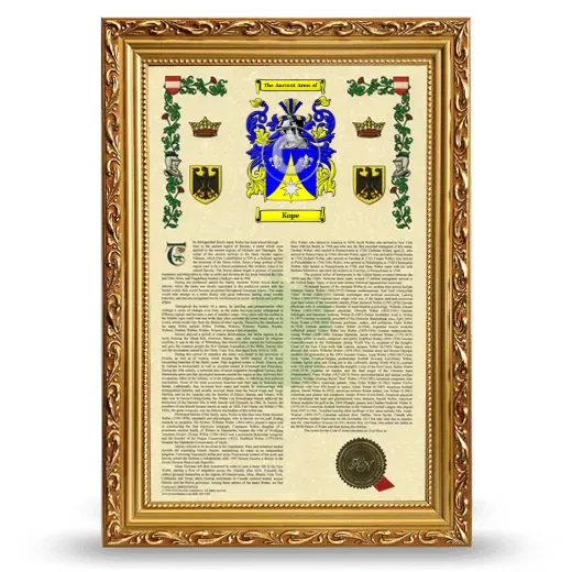 Kope Armorial History Framed - Gold