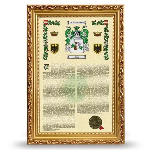 Kopp Armorial History Framed - Gold