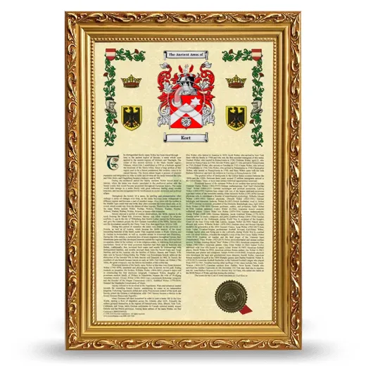 Kort Armorial History Framed - Gold