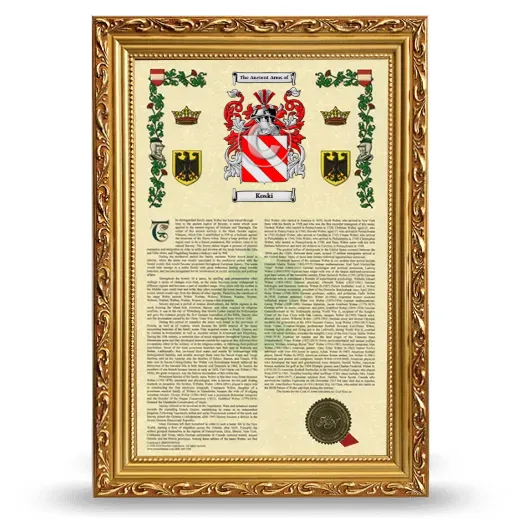 Koski Armorial History Framed - Gold