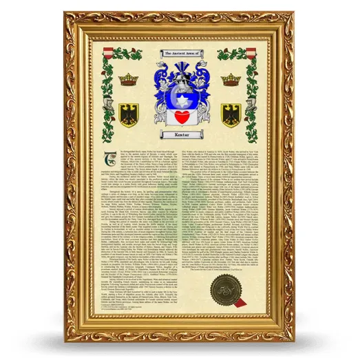 Kostar Armorial History Framed - Gold