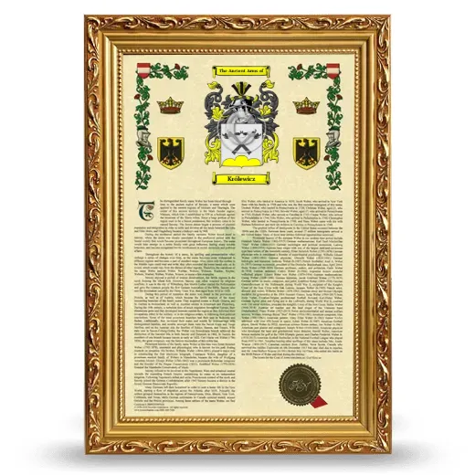 Królewicz Armorial History Framed - Gold