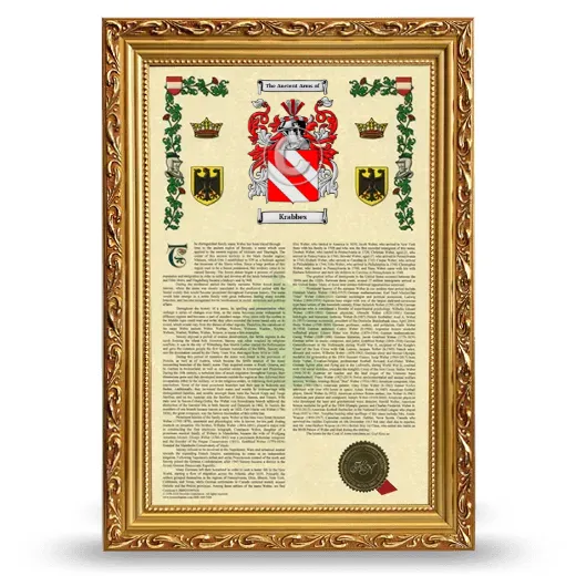 Krabbes Armorial History Framed - Gold