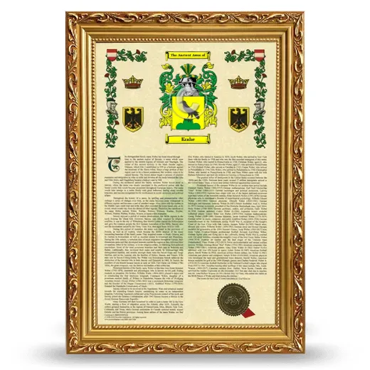 Krahe Armorial History Framed - Gold