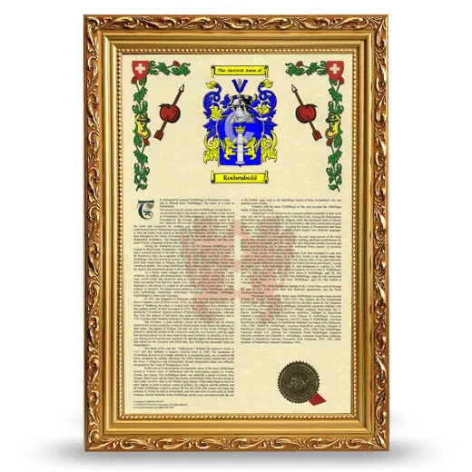Krahenbuhl Armorial History Framed - Gold