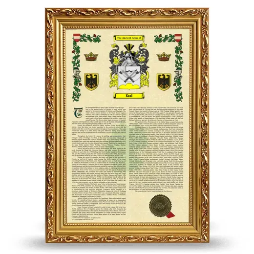 Kral Armorial History Framed - Gold
