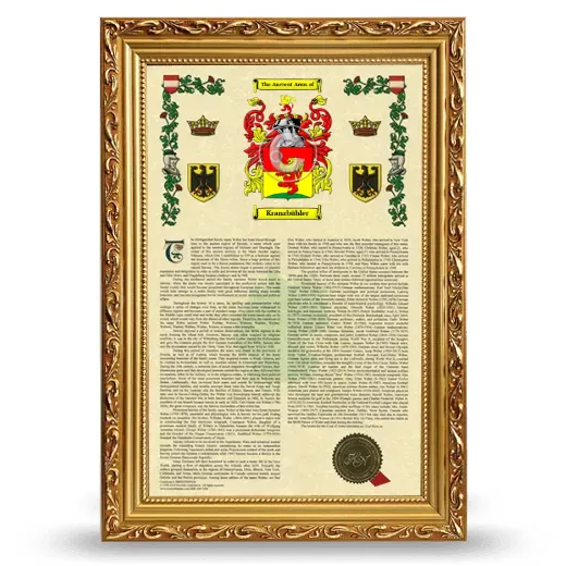 Kranzbühler Armorial History Framed - Gold