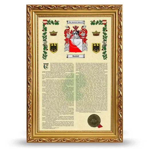 Kreidel Armorial History Framed - Gold