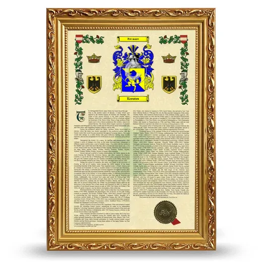 Kreuter Armorial History Framed - Gold